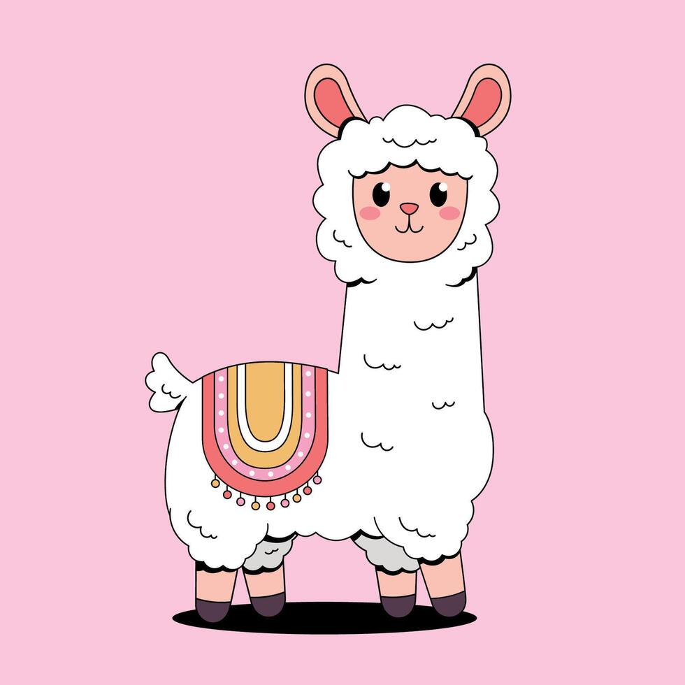 Illustration of a cute llama vector