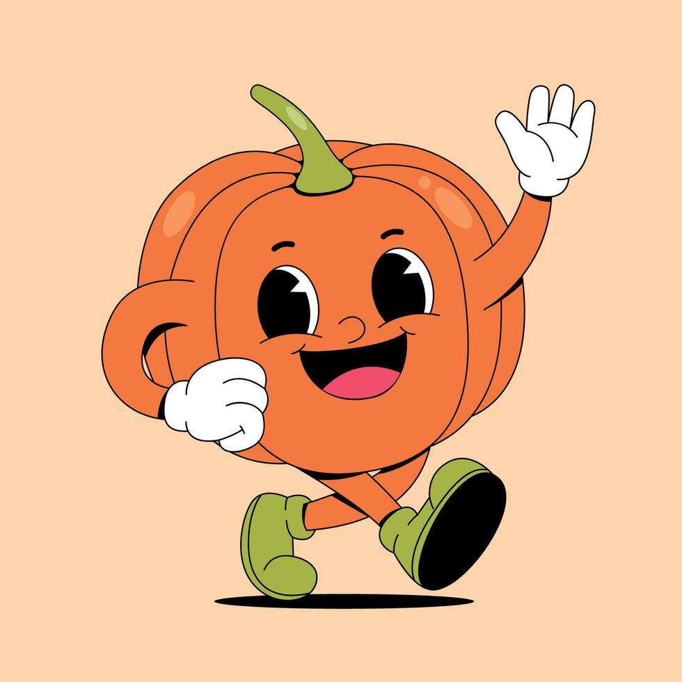 A cartoon pumpkin running with its arms outstretched vector