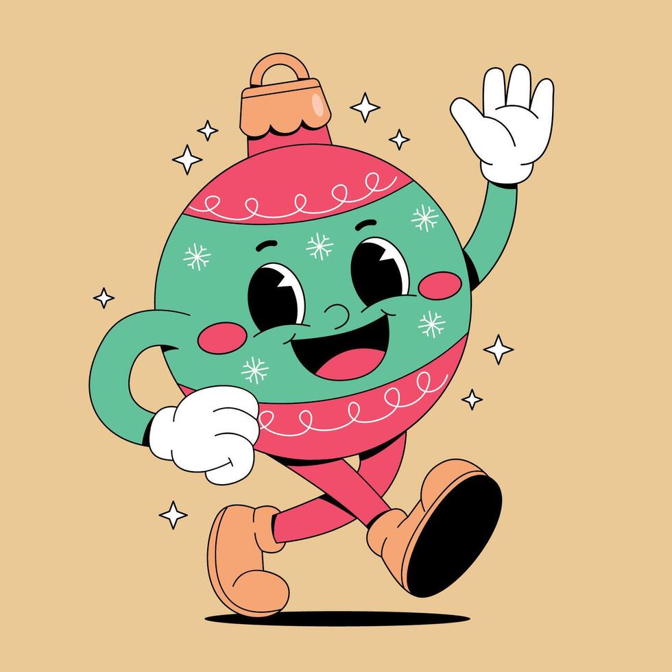 A cartoon character of a christmas ball waving vector