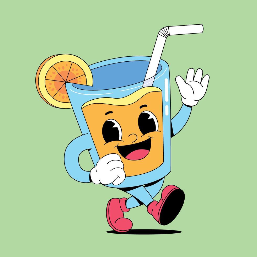 A cartoon character of a juice drink with a straw vector