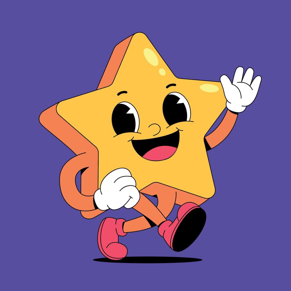 Star running cartoon character vector