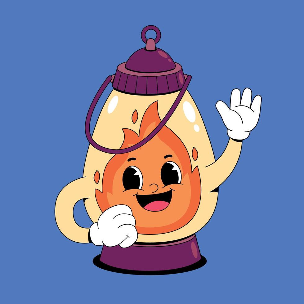 A cartoon fire burning in a lantern vector