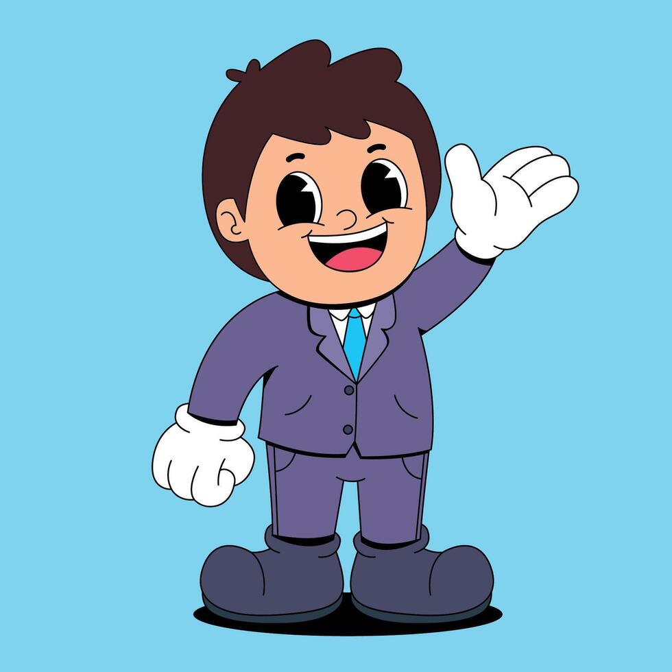 Cartoon character of a businessman waving vector