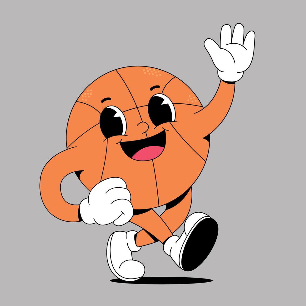 A cartoon basketball character running and waving vector