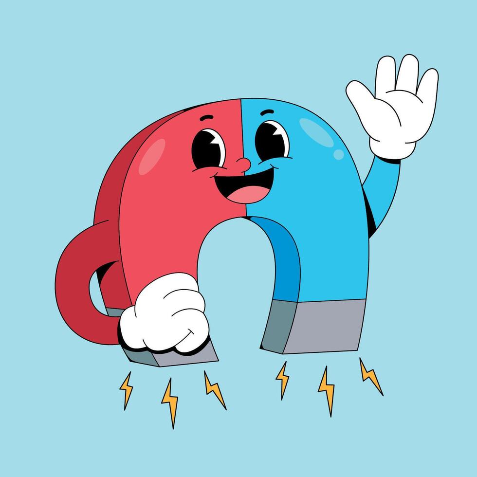 A cartoon magnet character waving his hand vector