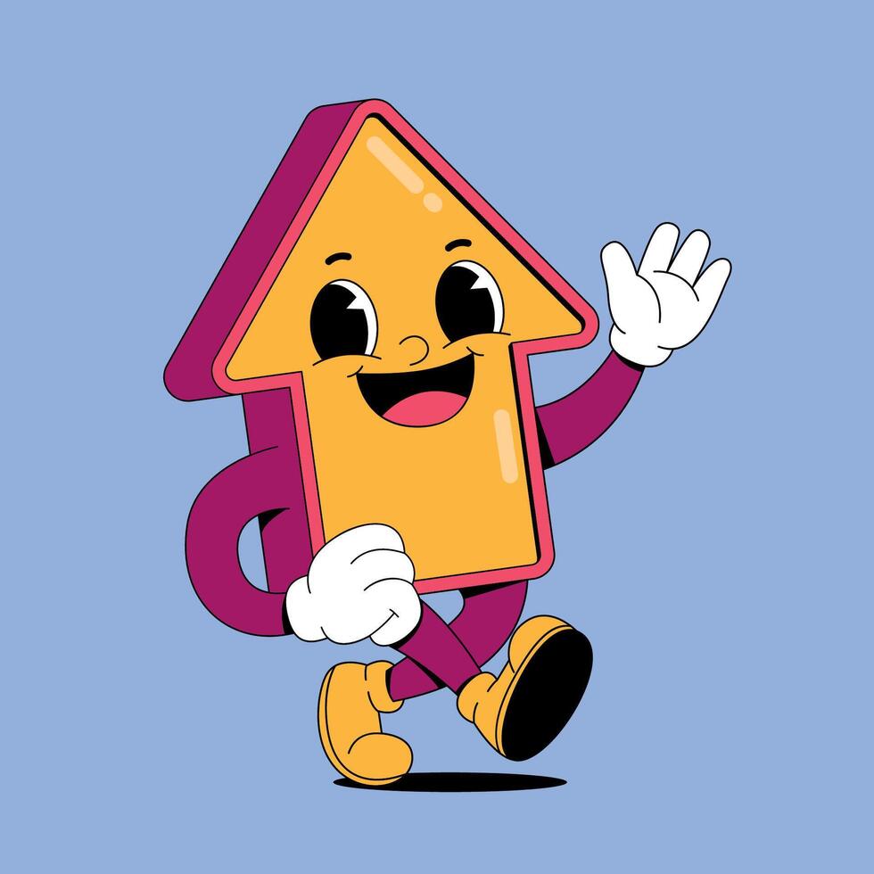 A cartoon character running with an arrow vector