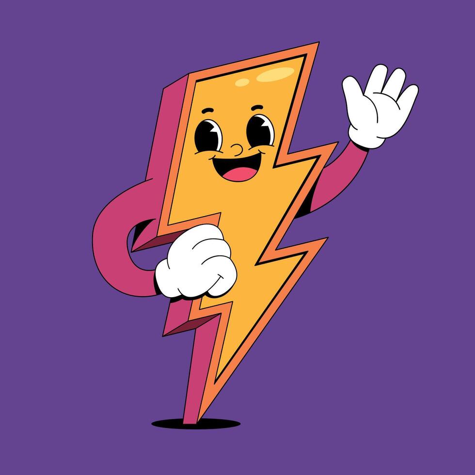A cartoon lightning bolt character waving vector