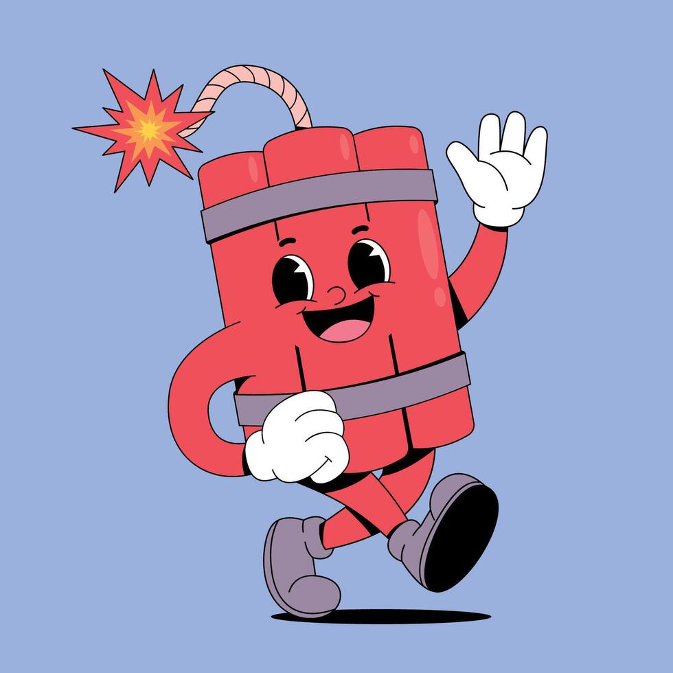 A cartoon bomb character running with a bomb in his hand vector