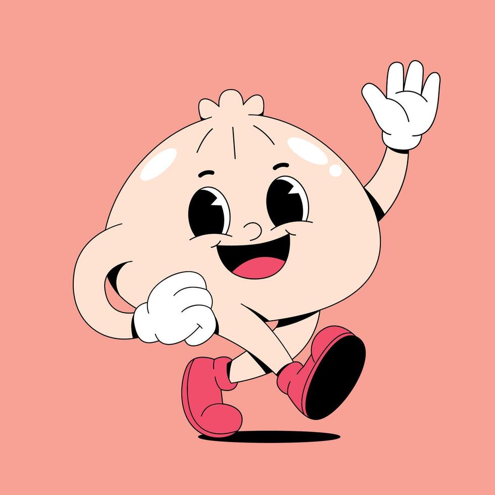 A cartoon character running with his arms up vector