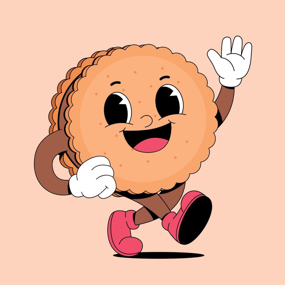 A cartoon character running with a cookie in his hand vector