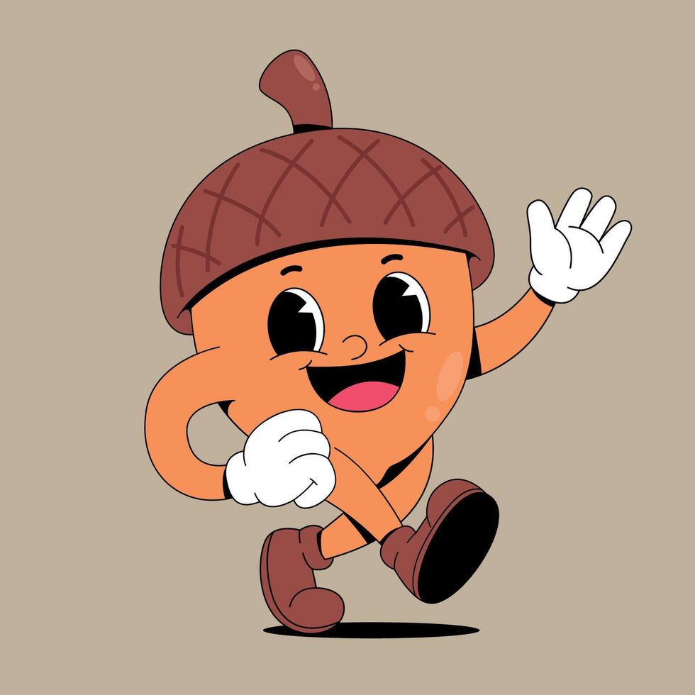 A cartoon acorn running with his arms outstretched vector