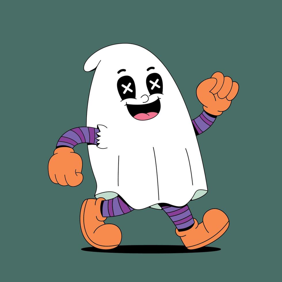 A cartoon ghost running with his arms outstretched vector