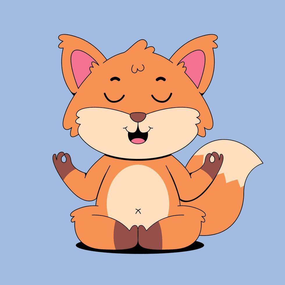A cartoon fox sitting in meditation pose vector