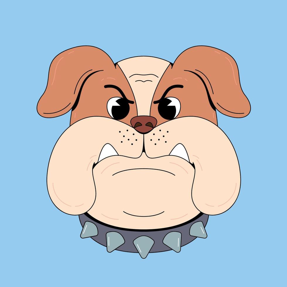 An illustration of a bulldog with spikes on its head vector