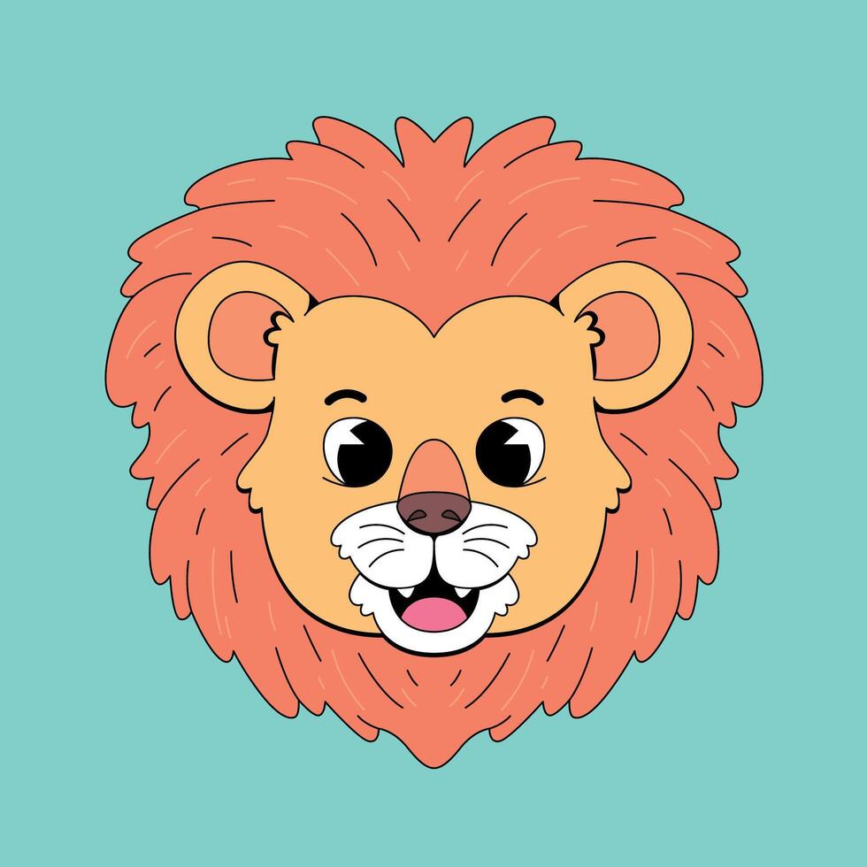 A cartoon lion head on a blue background vector