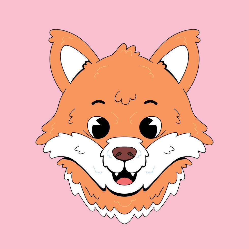 A cartoon fox head on a pink background vector
