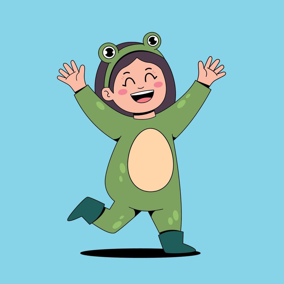 A cartoon frog in a green suit vector