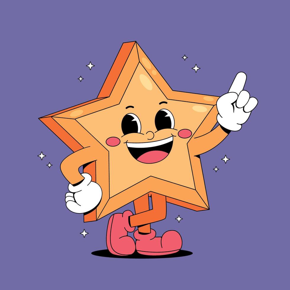 Star character with a happy face and a thumbs up vector