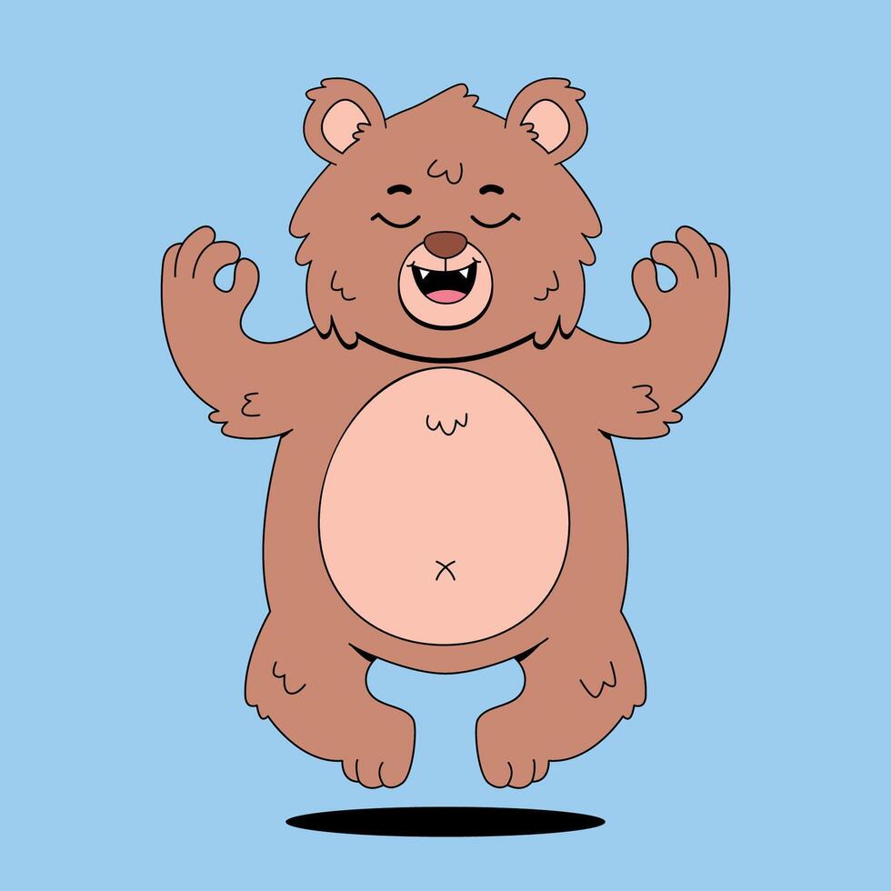 A cartoon bear with its arms up in the air vector