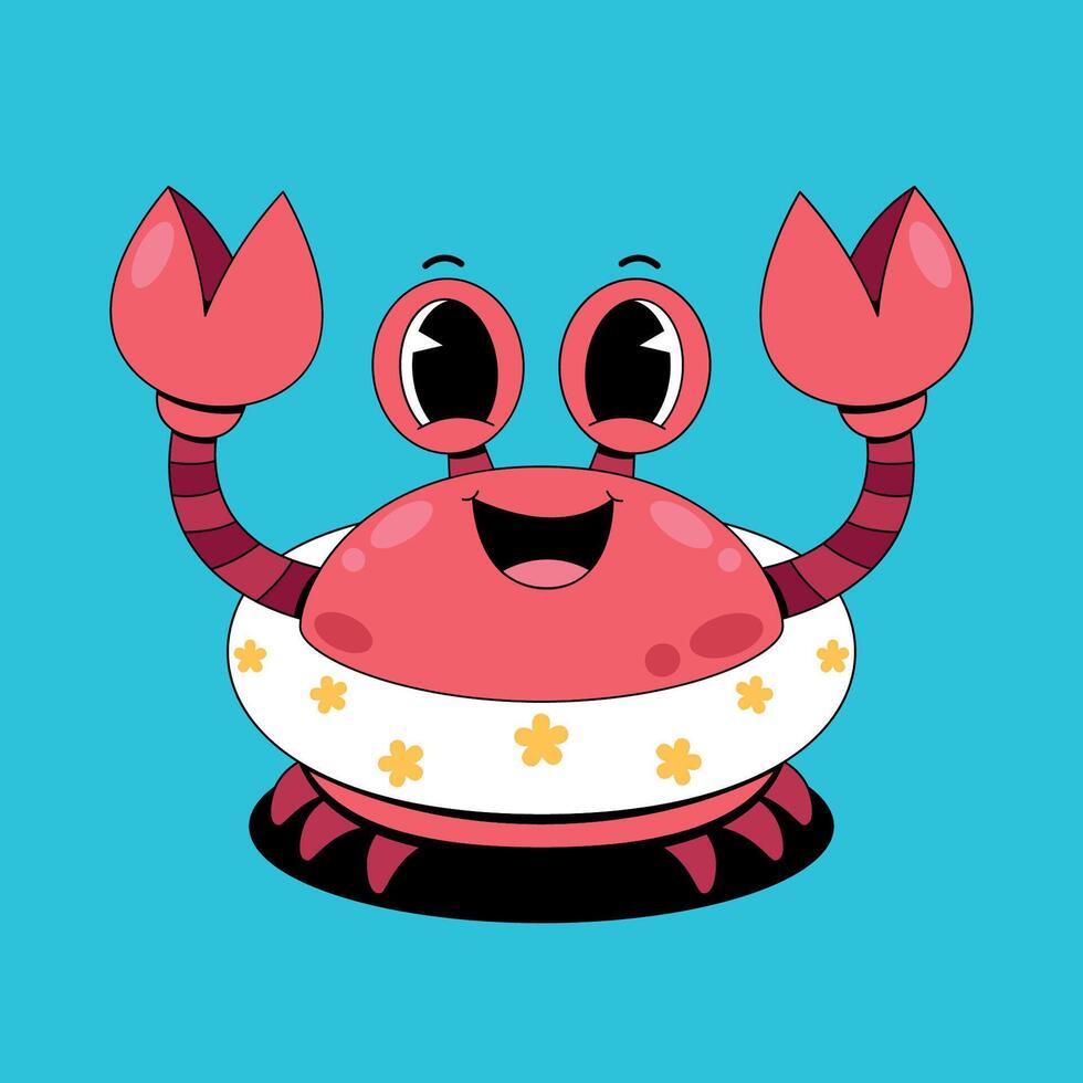 A cartoon crab with a flower in its hand vector