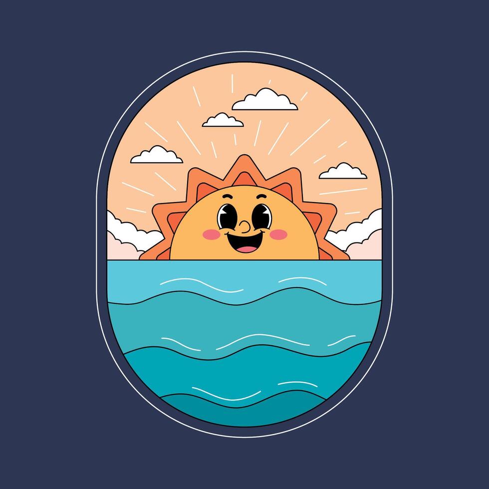 Sun in the ocean by joshua klein vector