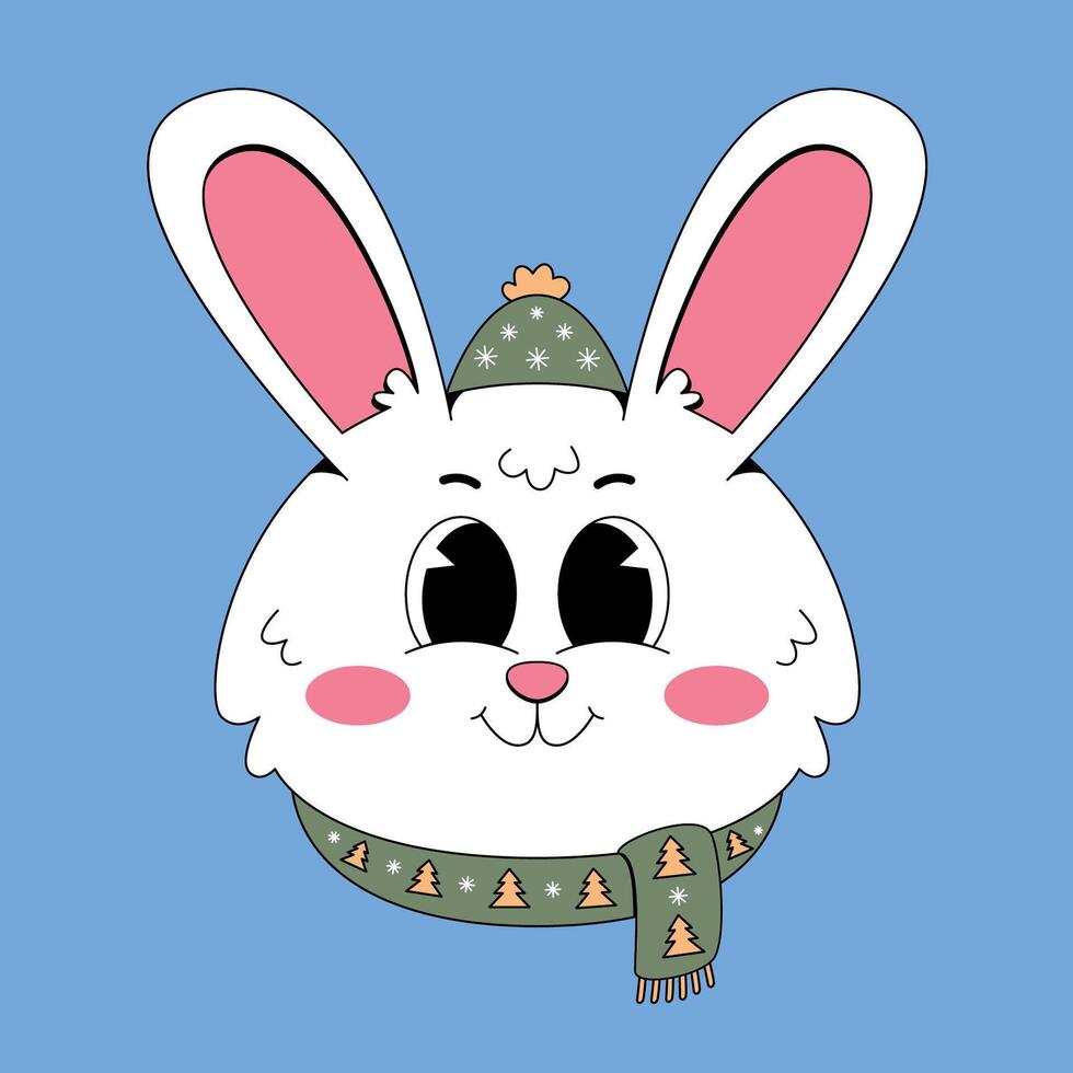 A cartoon bunny wearing a hat and scarf vector