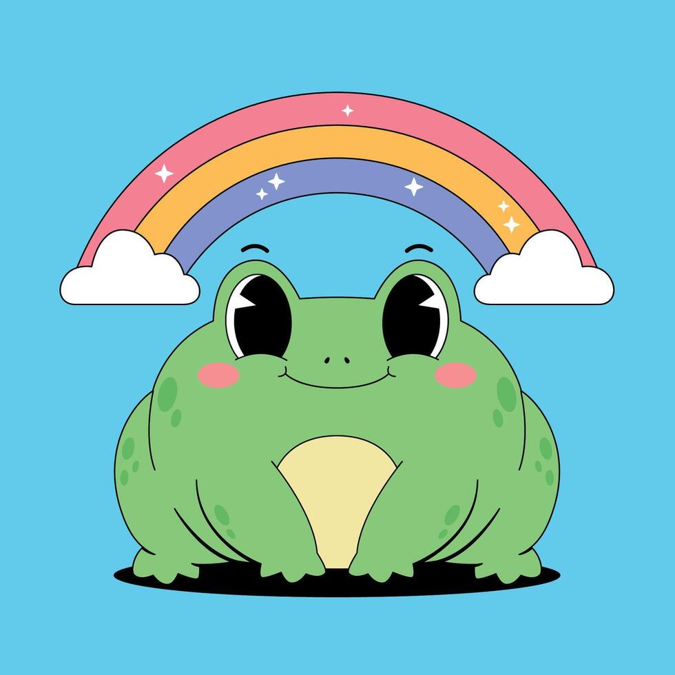 A frog with a rainbow in the background vector
