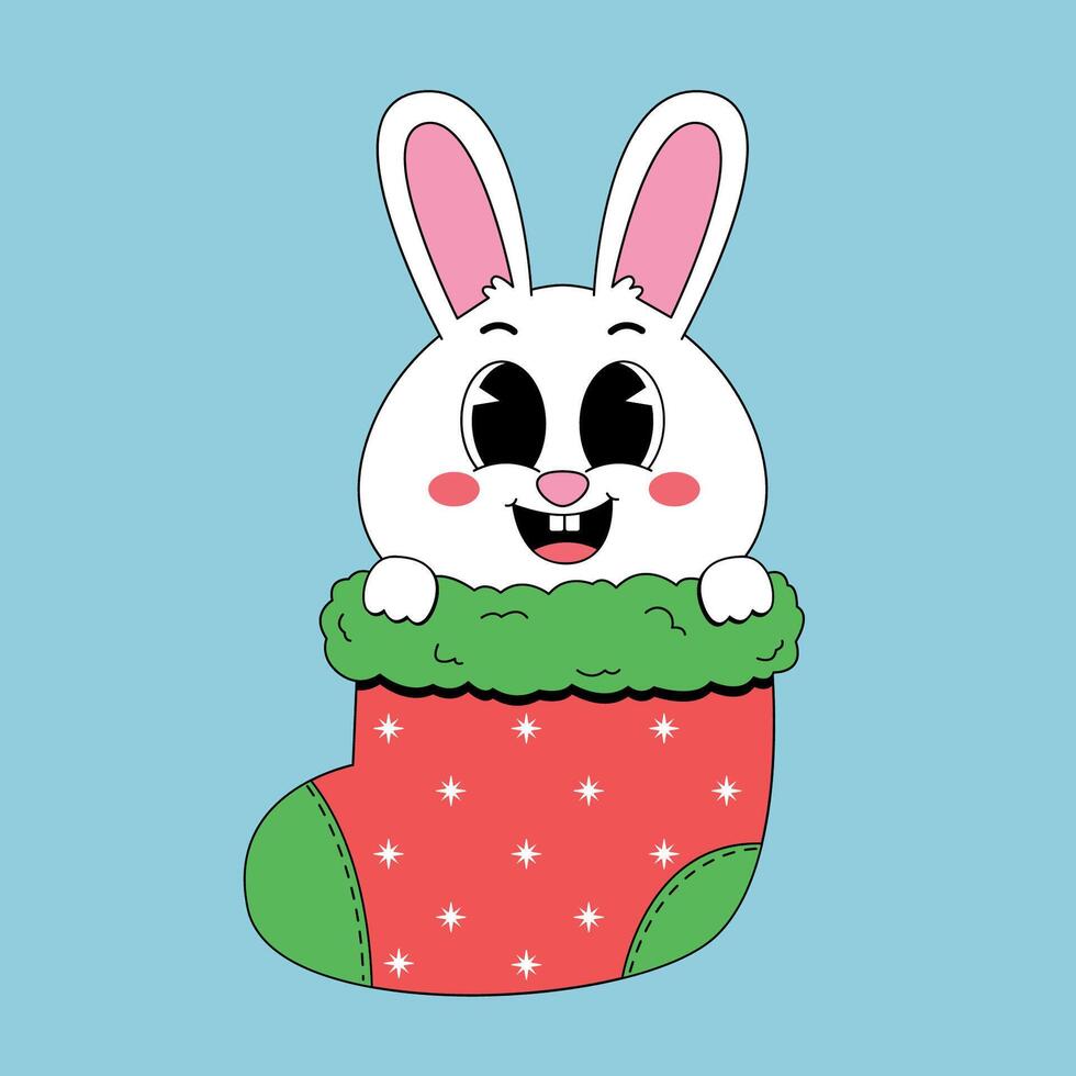 A cartoon bunny in a stocking vector