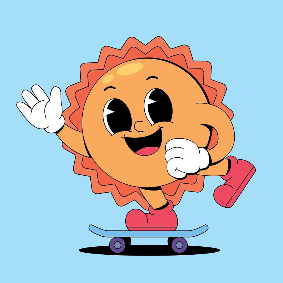 Sun on skateboard by joshua klein vector