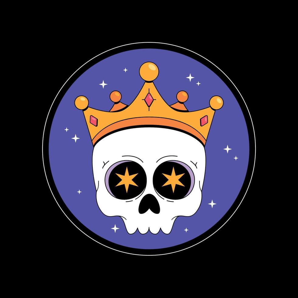 A skull with a crown on its head vector