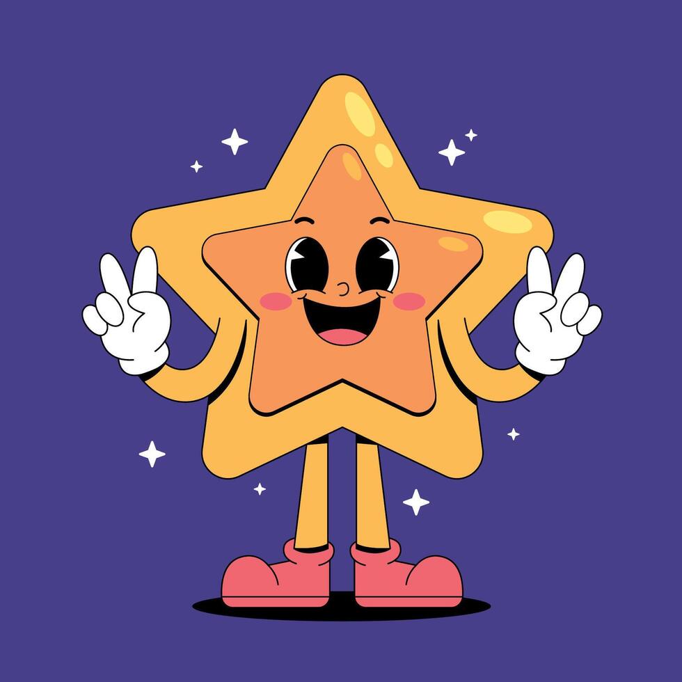 Star character with hands up and two fingers vector