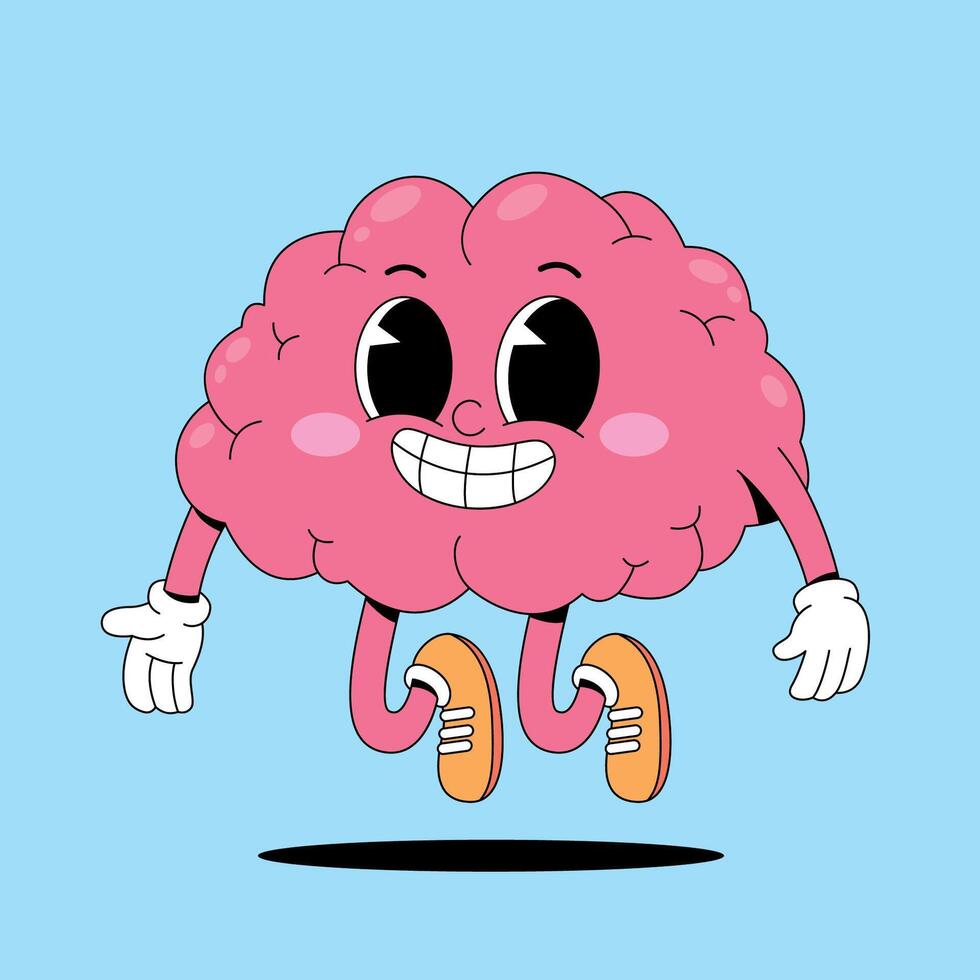 A cartoon brain running with its feet on the ground vector