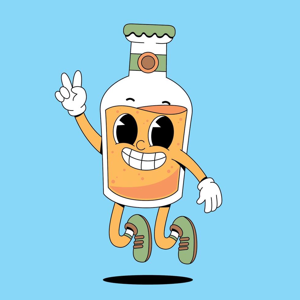 A cartoon character holding up a bottle of beer vector
