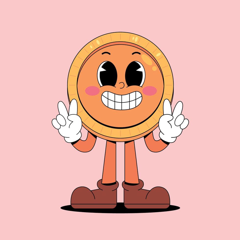 A cartoon character holding a coin vector