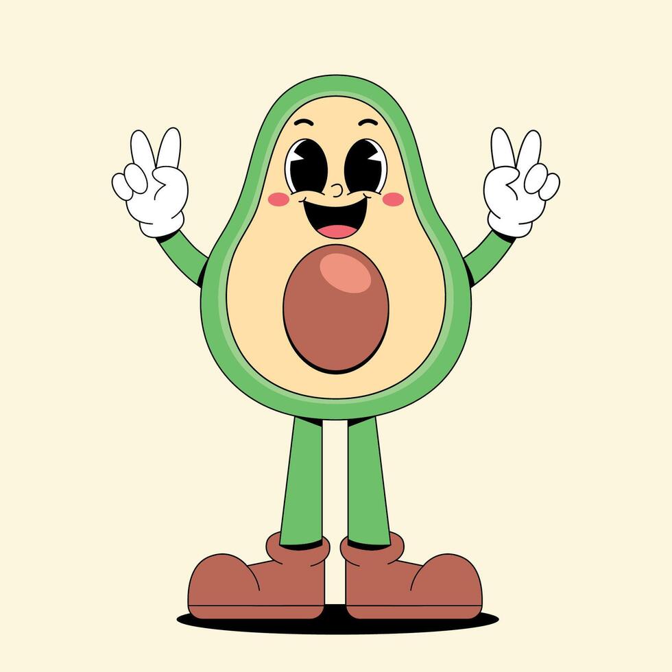 An avocado character with two hands up vector
