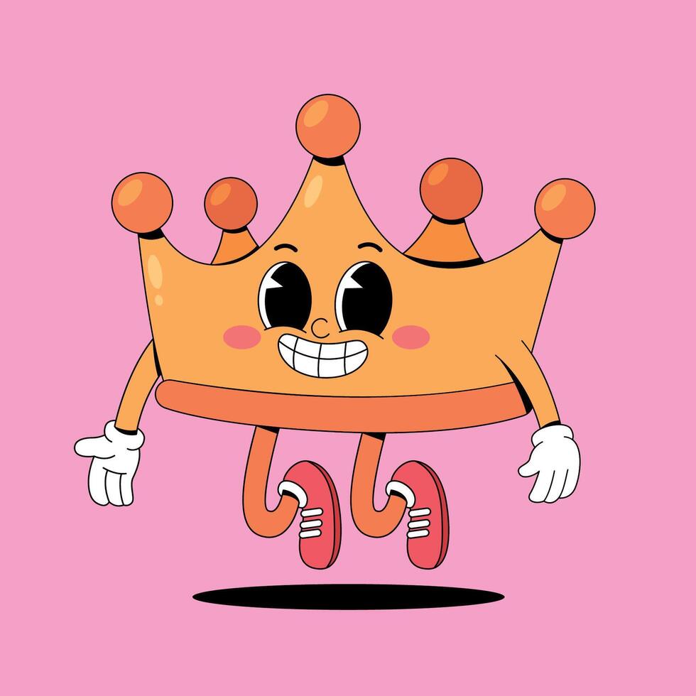 A cartoon character wearing a crown and running vector