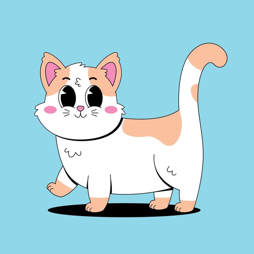 A cartoon cat with big eyes and a pink nose vector