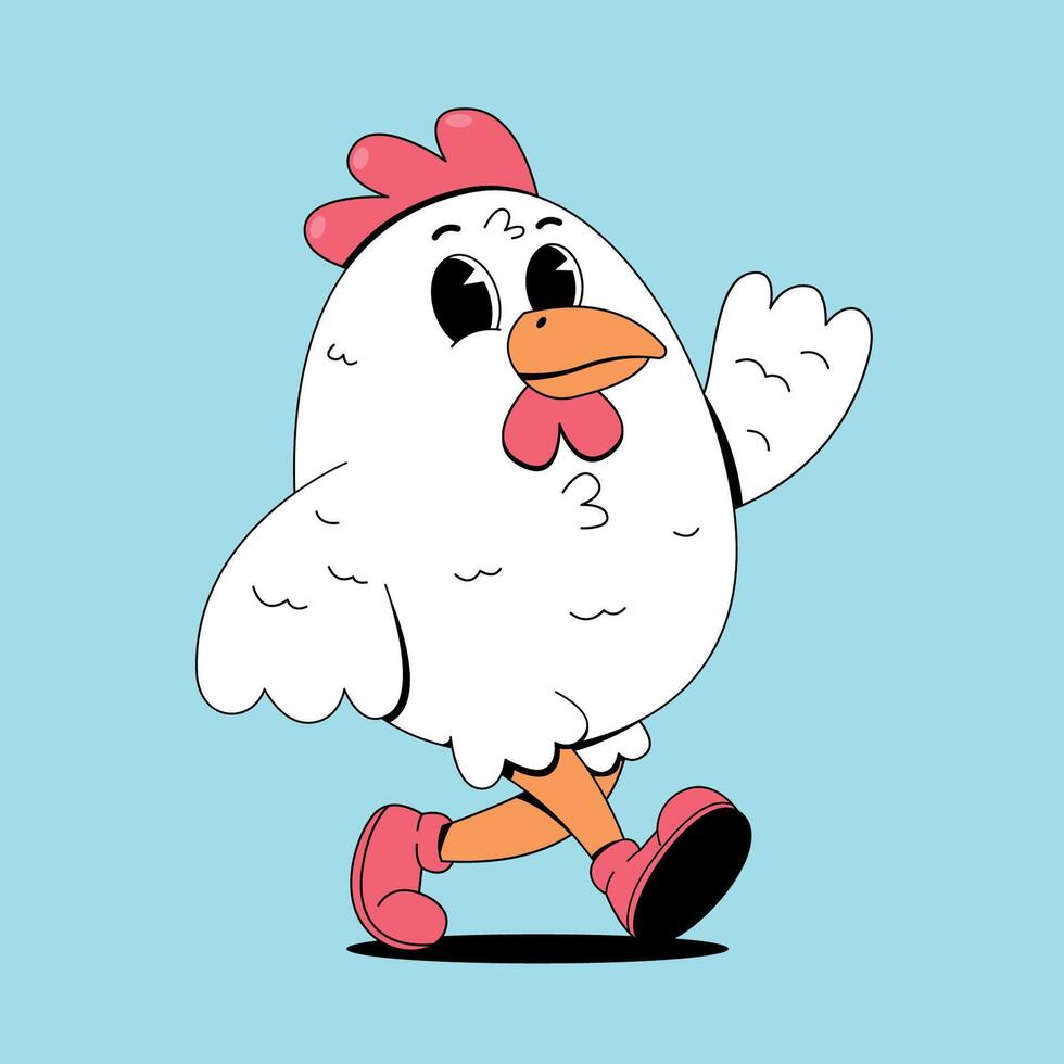 A cartoon chicken running with a pink shoe vector
