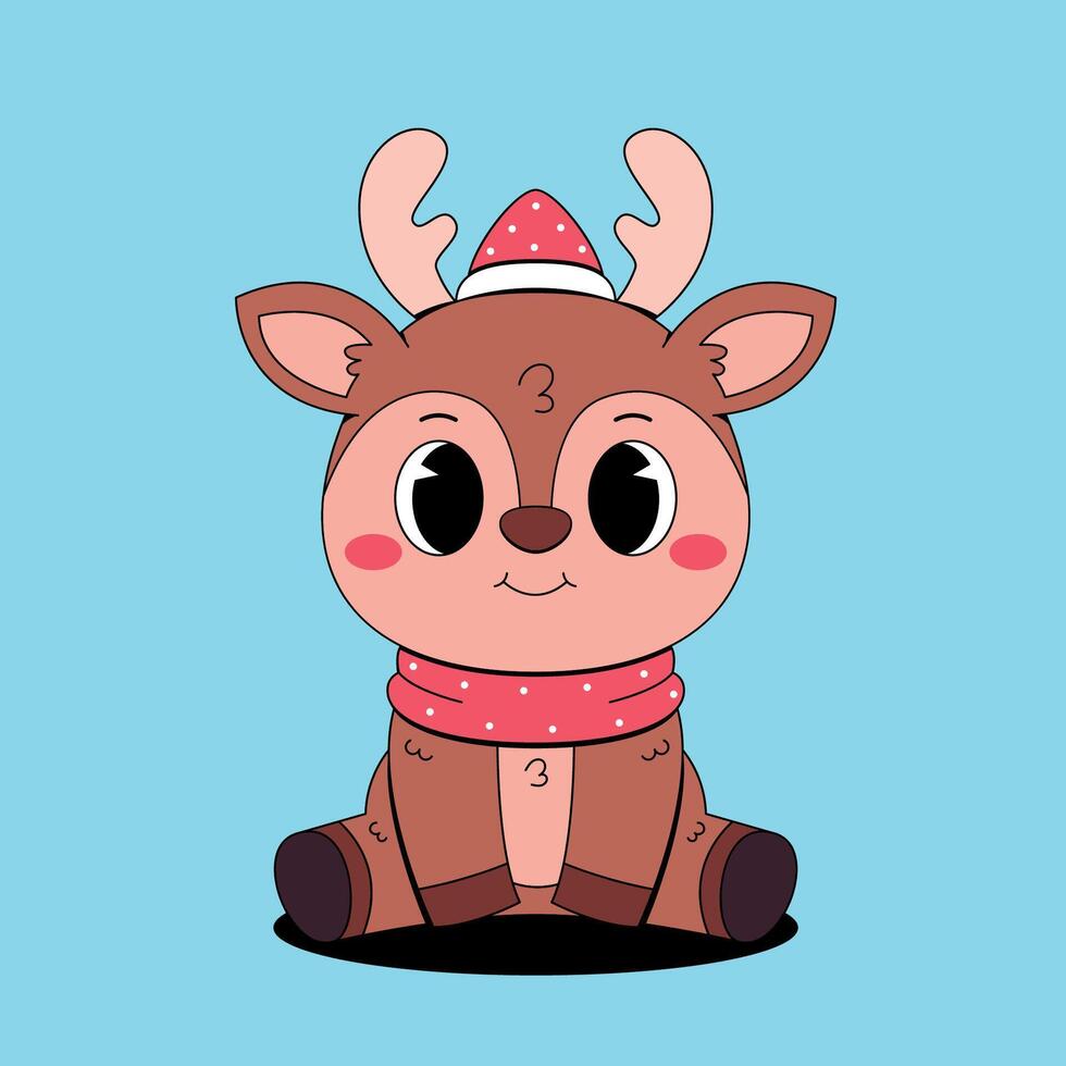 Cute christmas reindeer illustration vector
