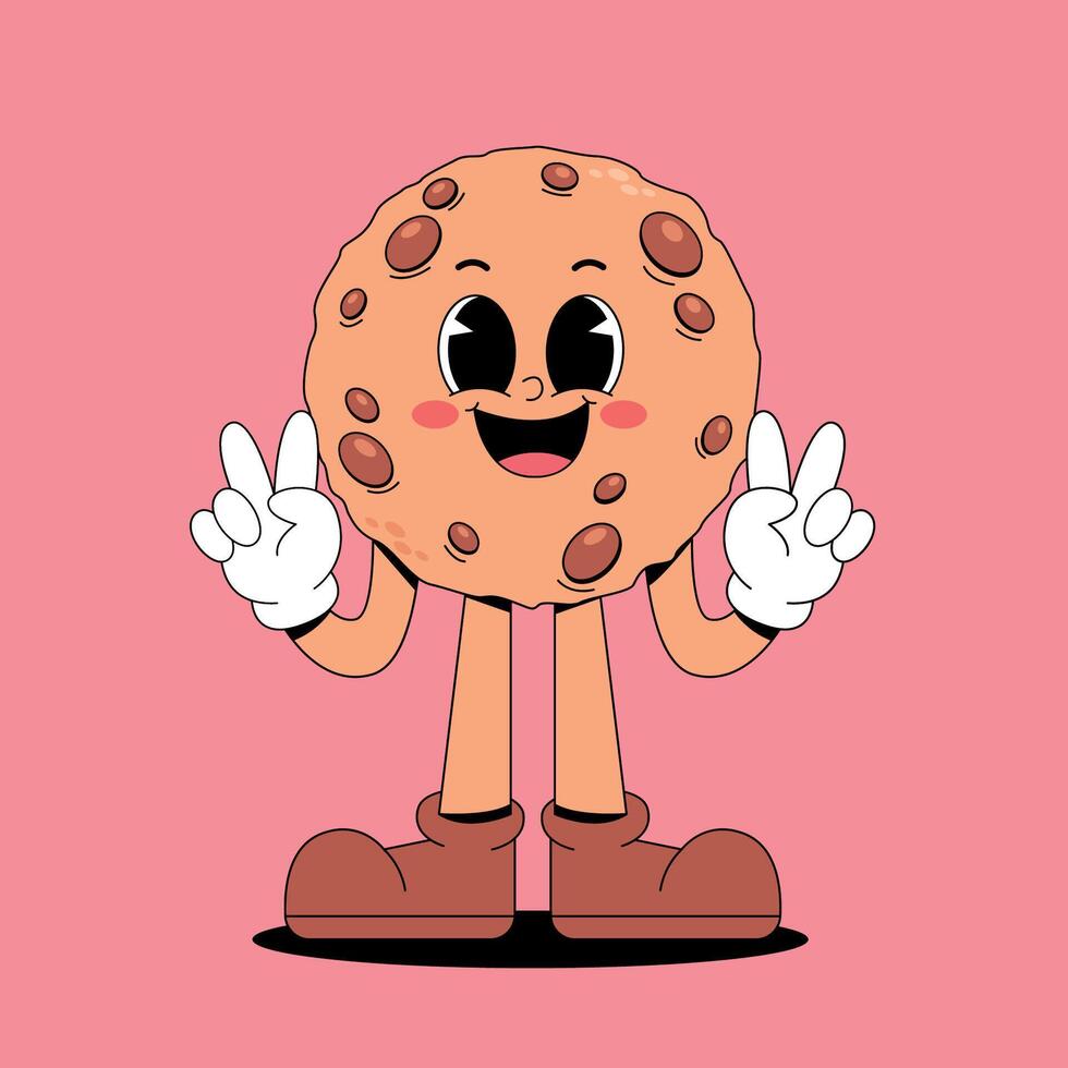 A cartoon cookie character with two hands up vector
