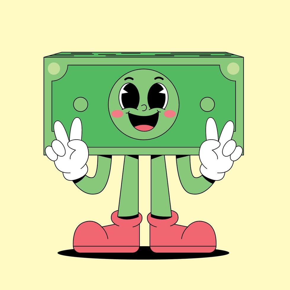 A cartoon money character holding up two fingers vector