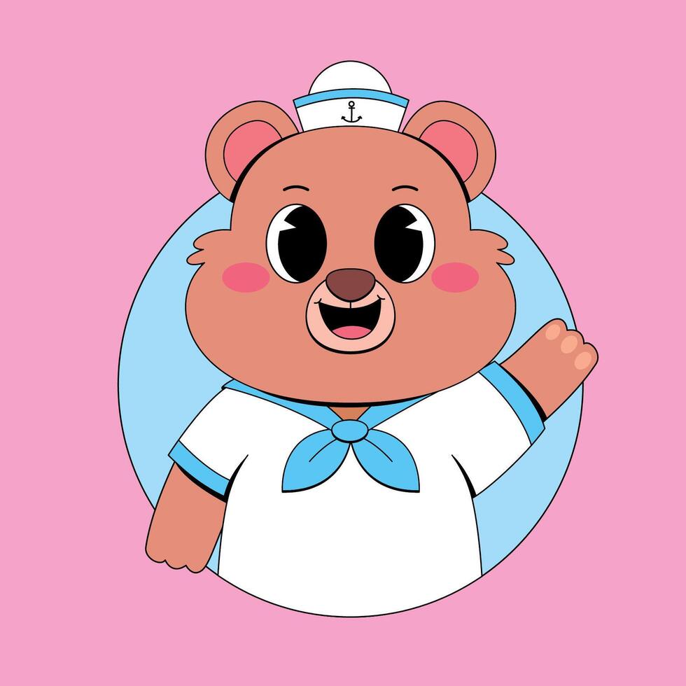 A cartoon bear wearing a sailor hat and pointing vector