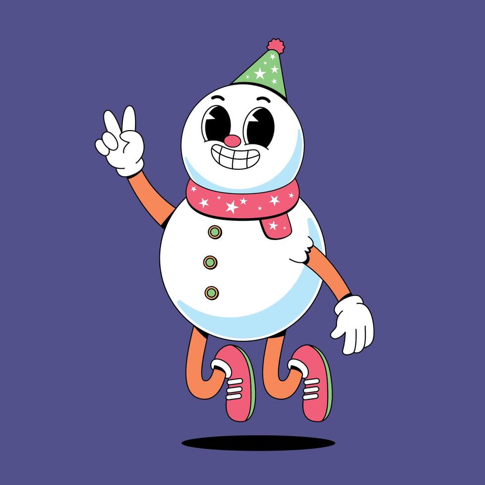 A cartoon snowman with a hat and scarf vector