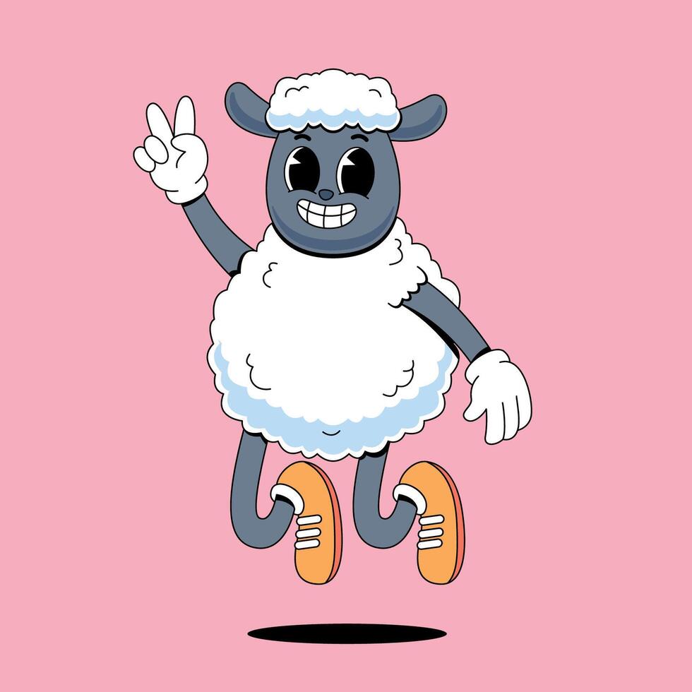 A cartoon sheep with a peace sign vector