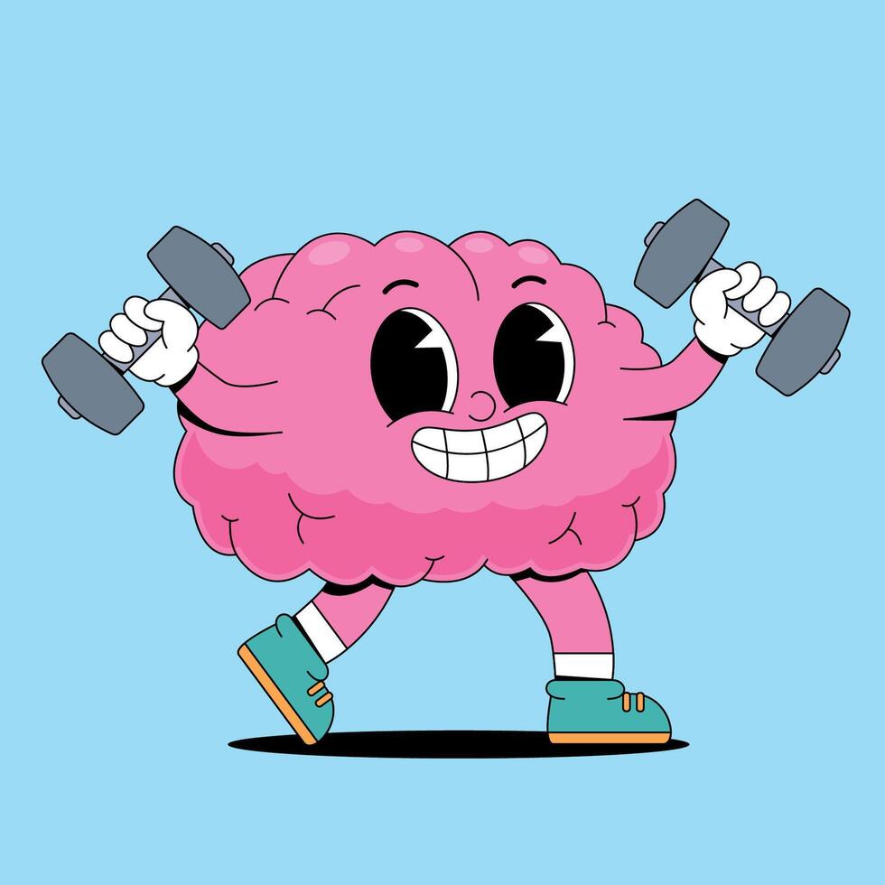 Brain exercising with dumbbells vector