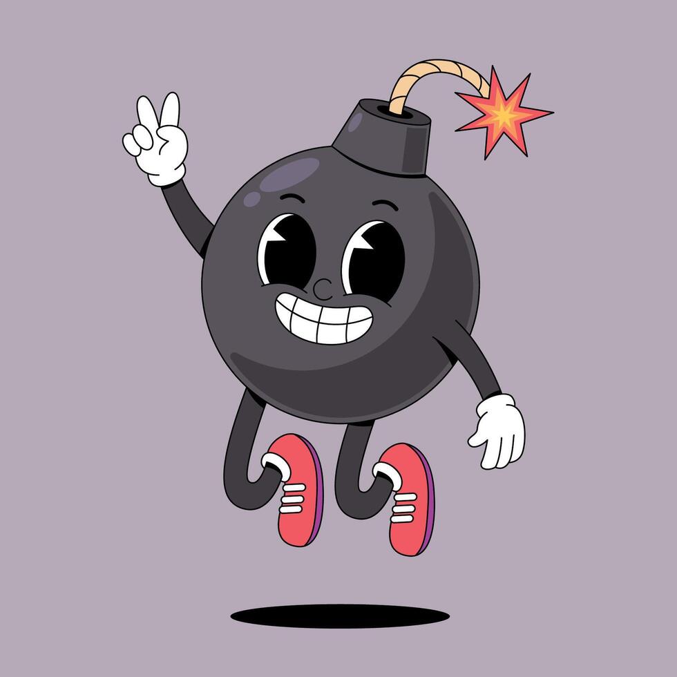 A cartoon bomb character with arms and legs vector