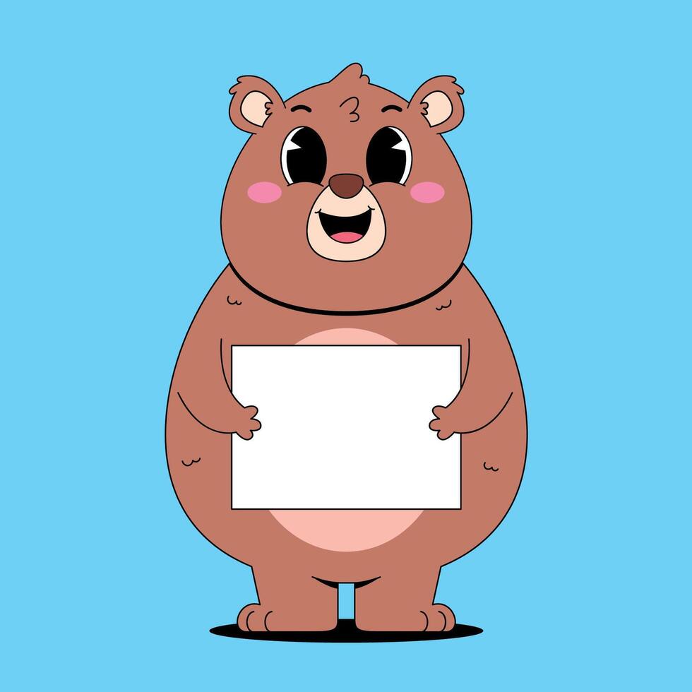 A cartoon bear holding a blank sign vector