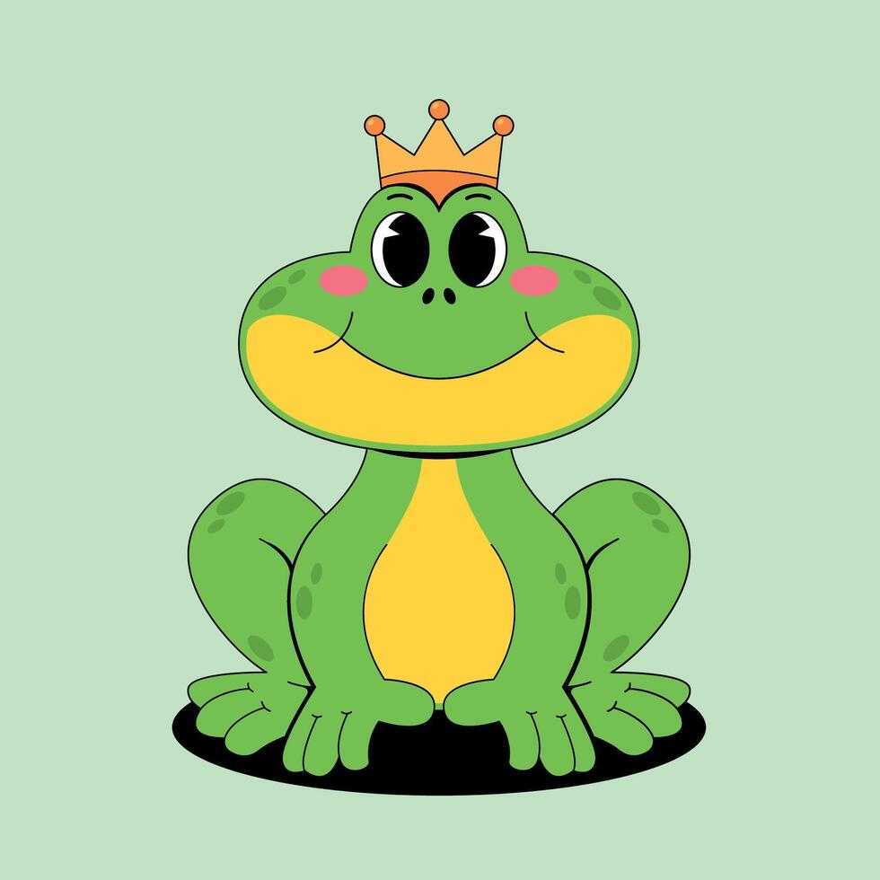A cartoon frog with a crown on its head vector