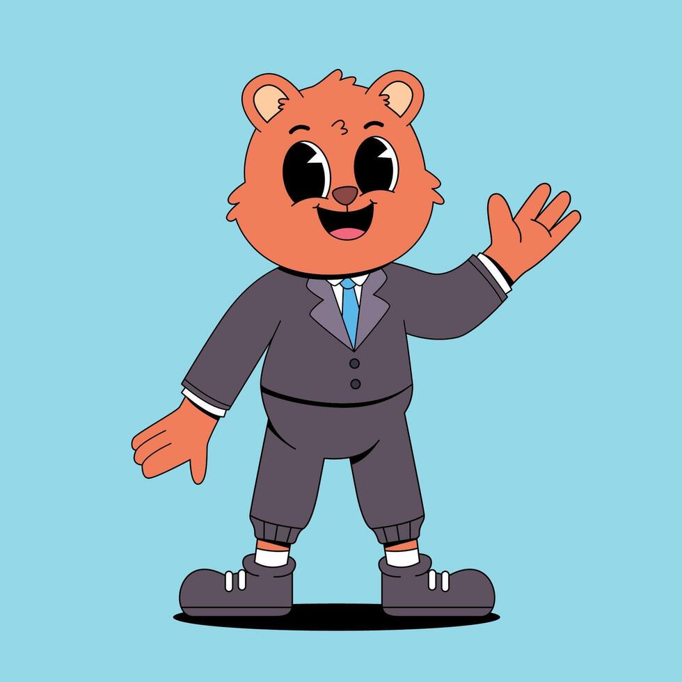 A cartoon bear wearing a suit and tie vector
