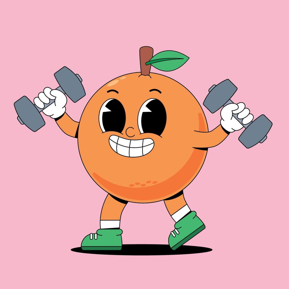An orange character is lifting weights vector